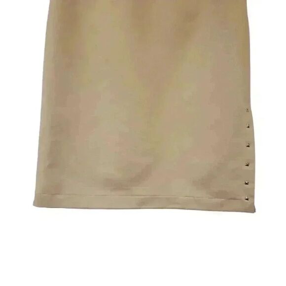 Wanko Women's Ivory Poly Faux Sueded Studded Lined Straight Pencil Straight Skir - Picture 3 of 9